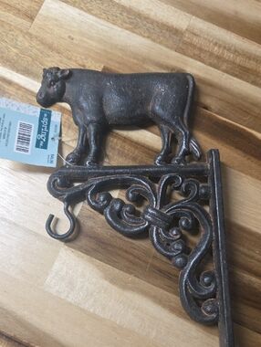 The Spring Shop Black Cast Iron Cow Wall Hook with Copper Highlights
